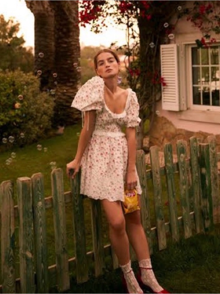 For Love And Lemons Jackson Dress Size M Rare Floral Rose Print